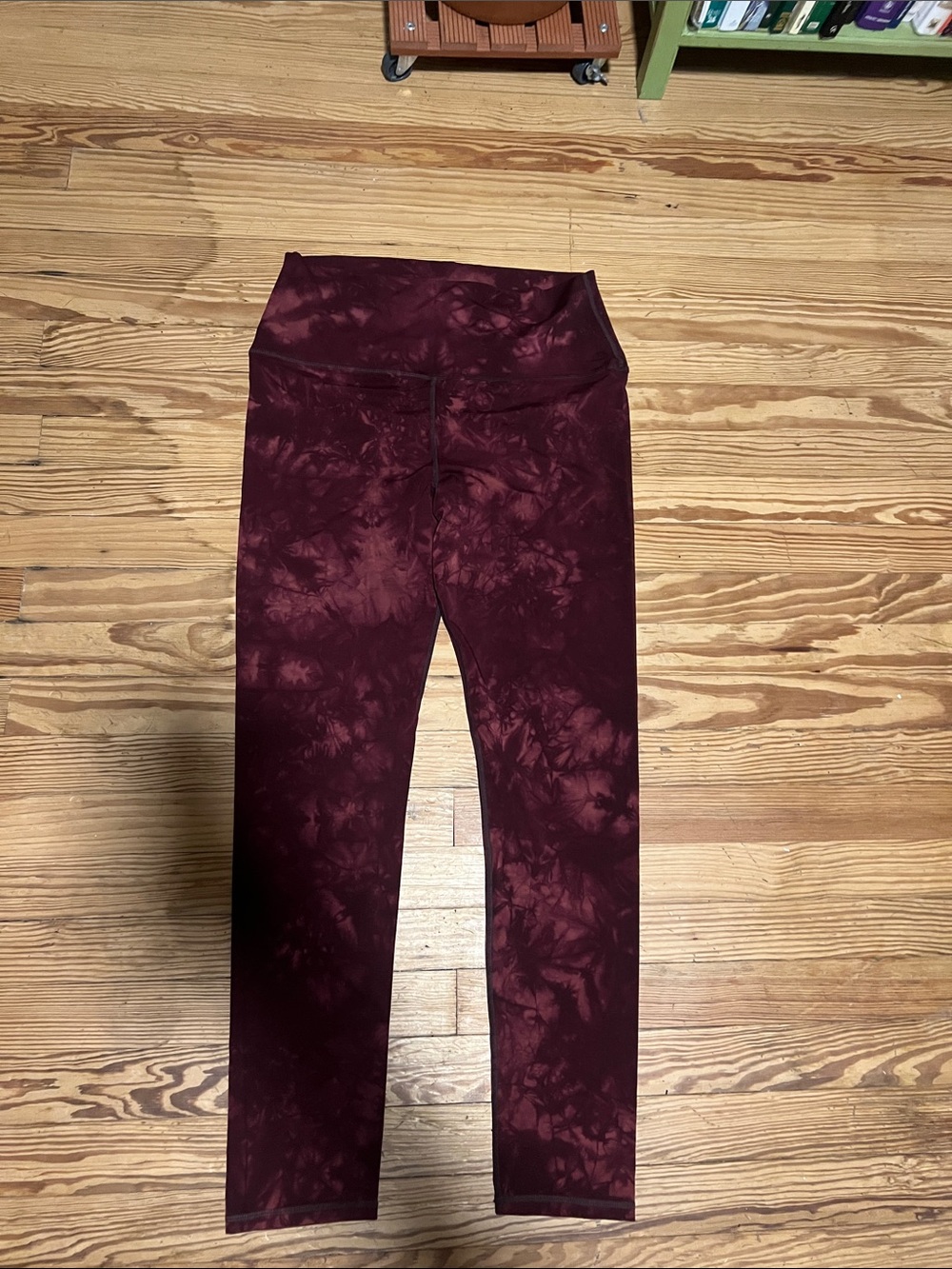 Women’s Maroon Tie-Dye High-Waist Leggings